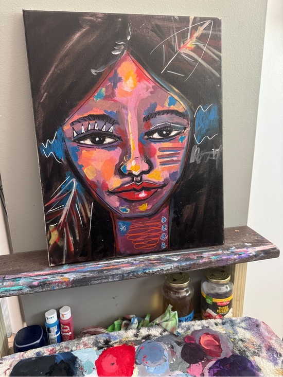 Other - Original Mixed Media Oil Canvas Painting "Frequency Guardian" 16x20